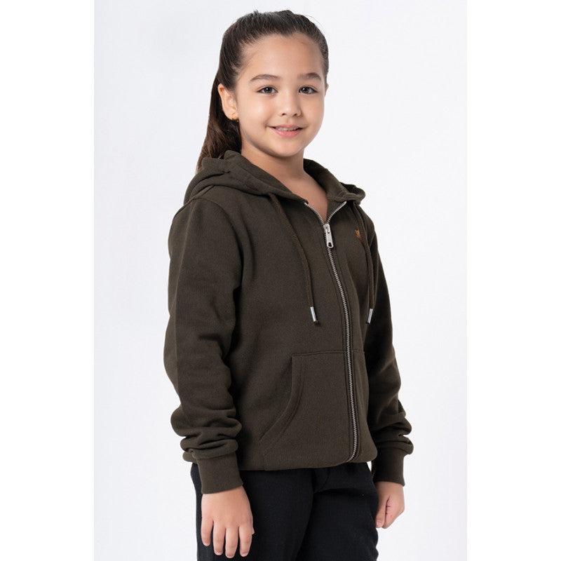 RedTape Kids Unisex Dark Olive Solid Hoodie