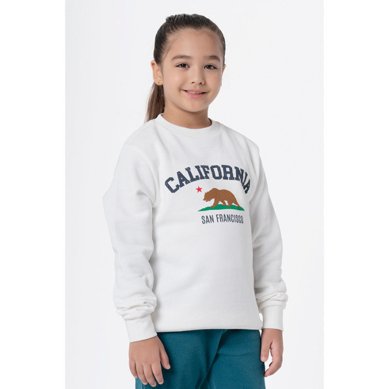 RedTape Kids Unisex Off White Graphic Print Sweatshirt