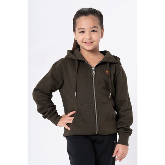 Red Tape Kids Unisex Dark Olive Solid Hoodie