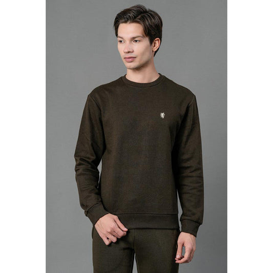 Red Tape Men's Dark Olive Solid Sweatshirt