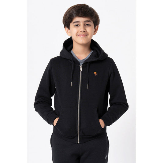 Red Tape Kids Unisex Black Solid Hoodie