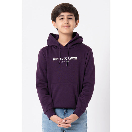 Red Tape Kids Unisex Dark Purple Printed Hoodie