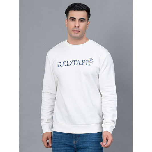 Red Tape Off White Graphic Print Cotton Poly Fleece Men's Sweatshirt | Winter Sweatshirt | Warm & Cozy