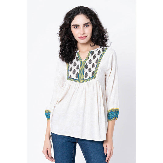 MODE by RedTape Women's Beige Printed Tunic