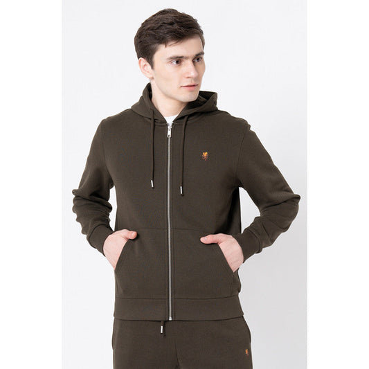 Red Tape Men's Dark Olive Solid Hoodie
