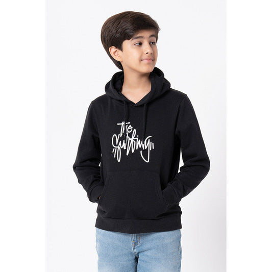 Red Tape Kids Unisex Black Printed Hoodie