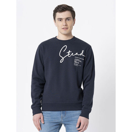 Red Tape Comfy Navy Round Neck Sweatshirt For Men | Full Sleeve and Graphic Print