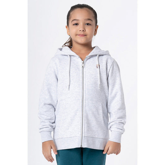 Red Tape Kids Unisex Light Grey Melange Solid Hoodie