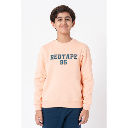 Red Tape Kids Unisex Bright Peach Printed Sweatshirt