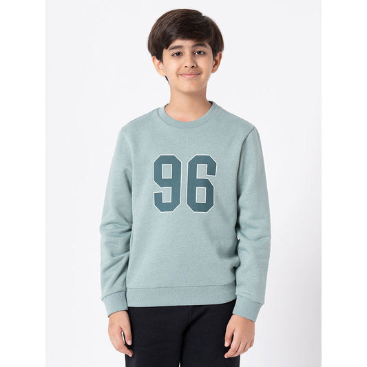 Red Tape Kids Unisex Green Melange Printed Sweatshirt
