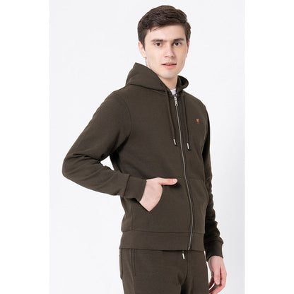 Red Tape Men's Dark Olive Solid Hoodie