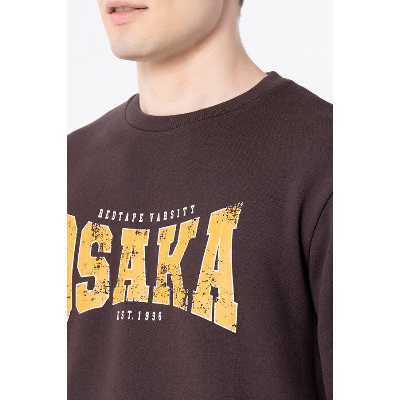 Red Tape Men's Brown Graphic Print Sweatshirt