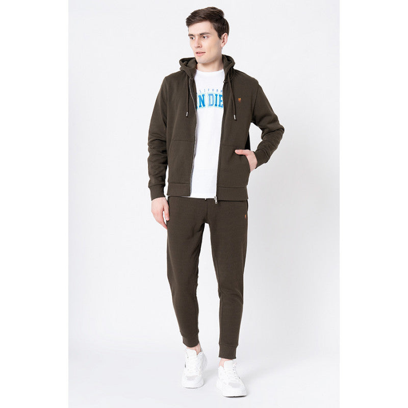 Red Tape Men's Dark Olive Solid Hoodie