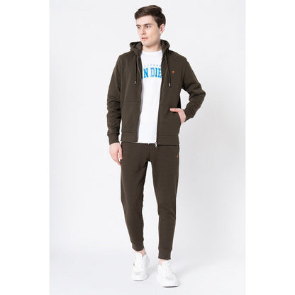 Red Tape Men's Dark Olive Solid Hoodie