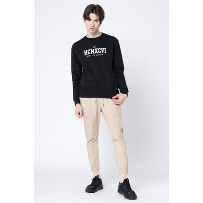 Red Tape Men's Black Printed Sweatshirt