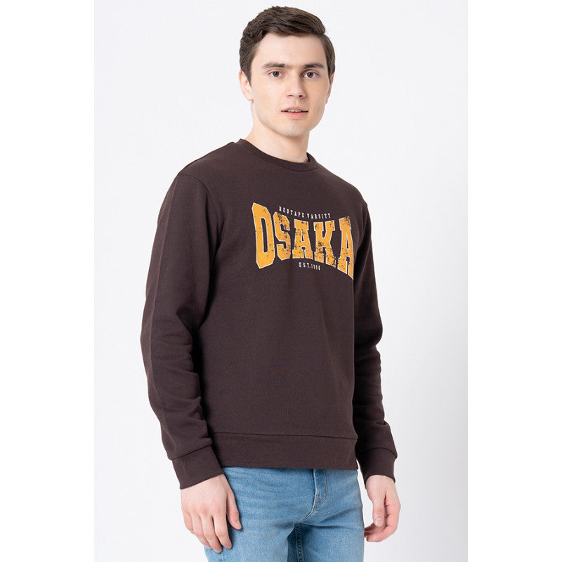 Red Tape Men's Brown Graphic Print Sweatshirt