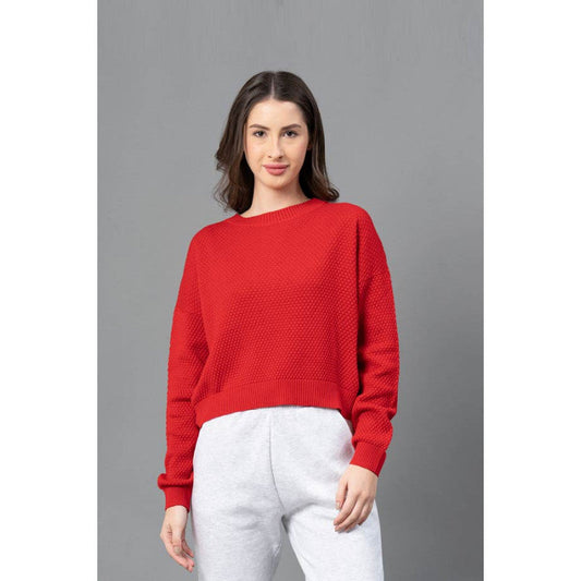 Mode By RedTape Women Red Solid Sweater