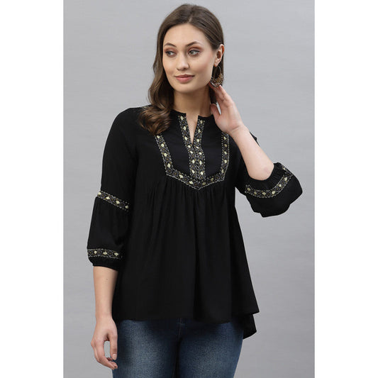 MODE by RedTape Women's Black Solid Tunic