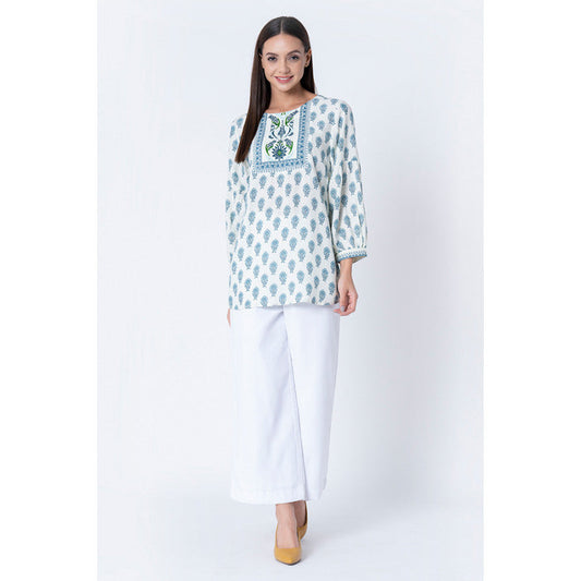 MODE by RedTape Women's Blue Printed Tunic