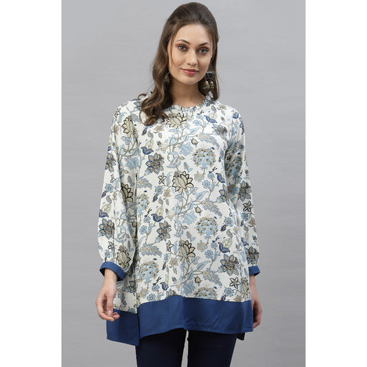 MODE by RedTape Women's Blue Floral Print Tunic