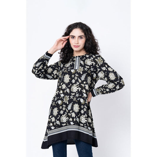MODE by RedTape Women's Black Floral Tunic