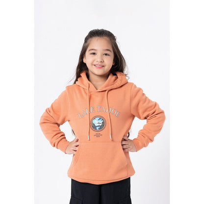 RedTape Kids Unisex Light Orange Graphic Print Hoodie