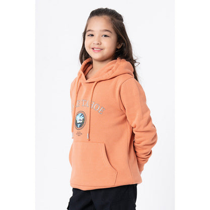 RedTape Kids Unisex Light Orange Graphic Print Hoodie