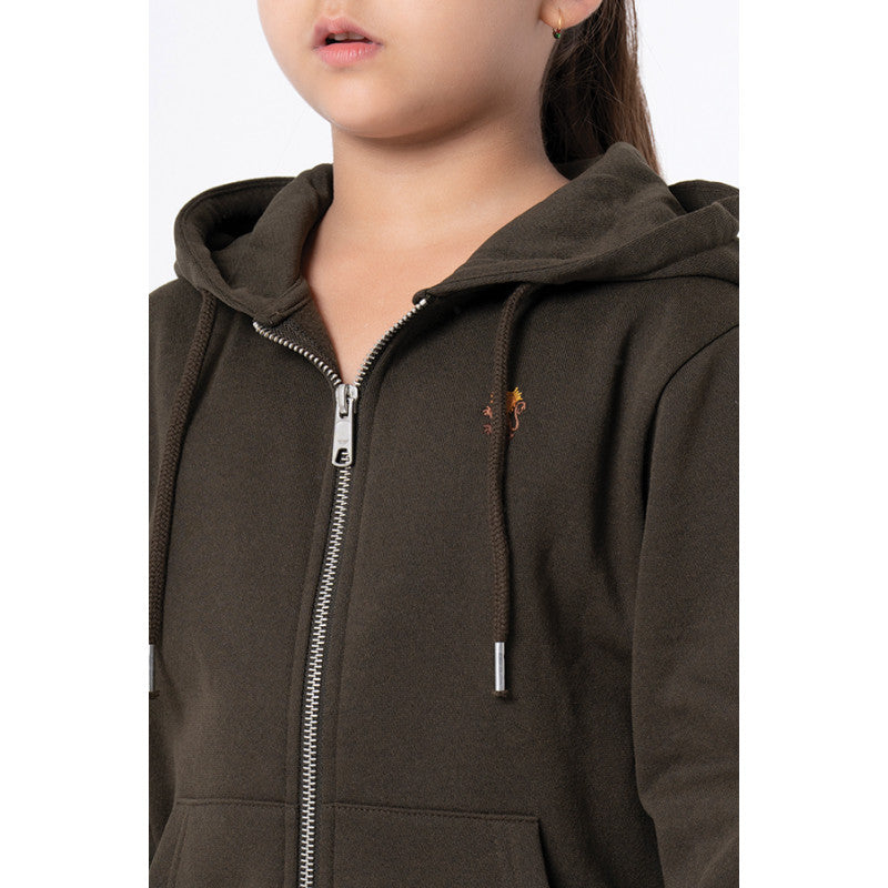 RedTape Kids Unisex Dark Olive Solid Hoodie