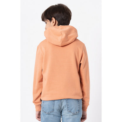 RedTape Kids Unisex Light Orange Graphic Print Hoodie