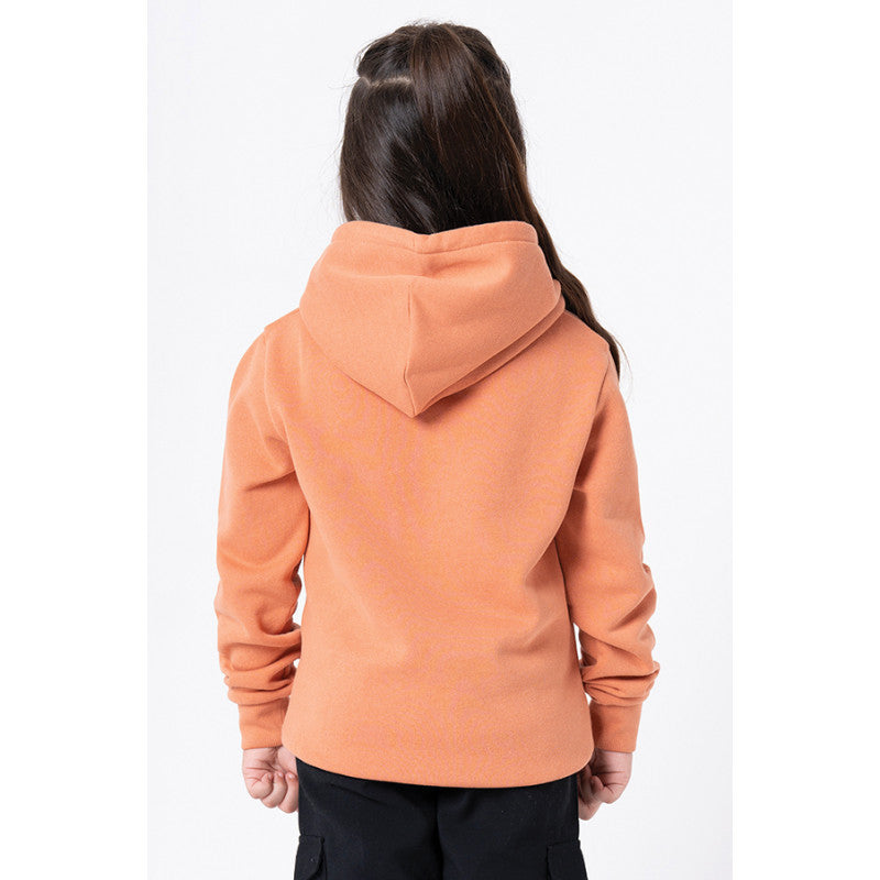 RedTape Kids Unisex Light Orange Graphic Print Hoodie