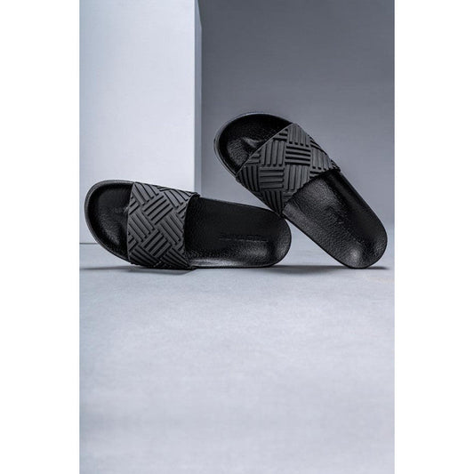 RedTape Slip-On Casual Sliders for Men's - Comfortable Black Men's's Sliders, Perfect for Casual Looks