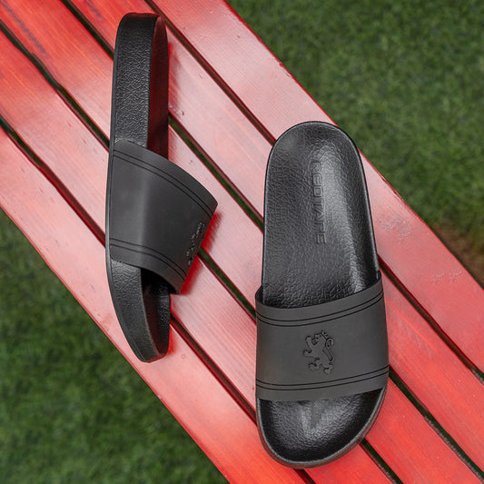 RedTape Casual Sliders for Men's - Comfortable Black Slip-On Casual Sliders for Men's